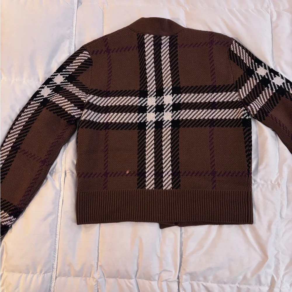 Burberry Tan Checkered Cardigan Women's - Picture 9 of 11